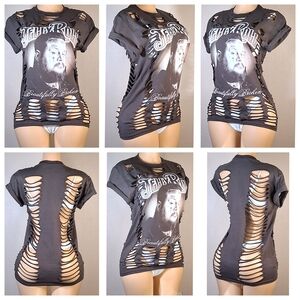 Distressed Black Graphic T-Shirt